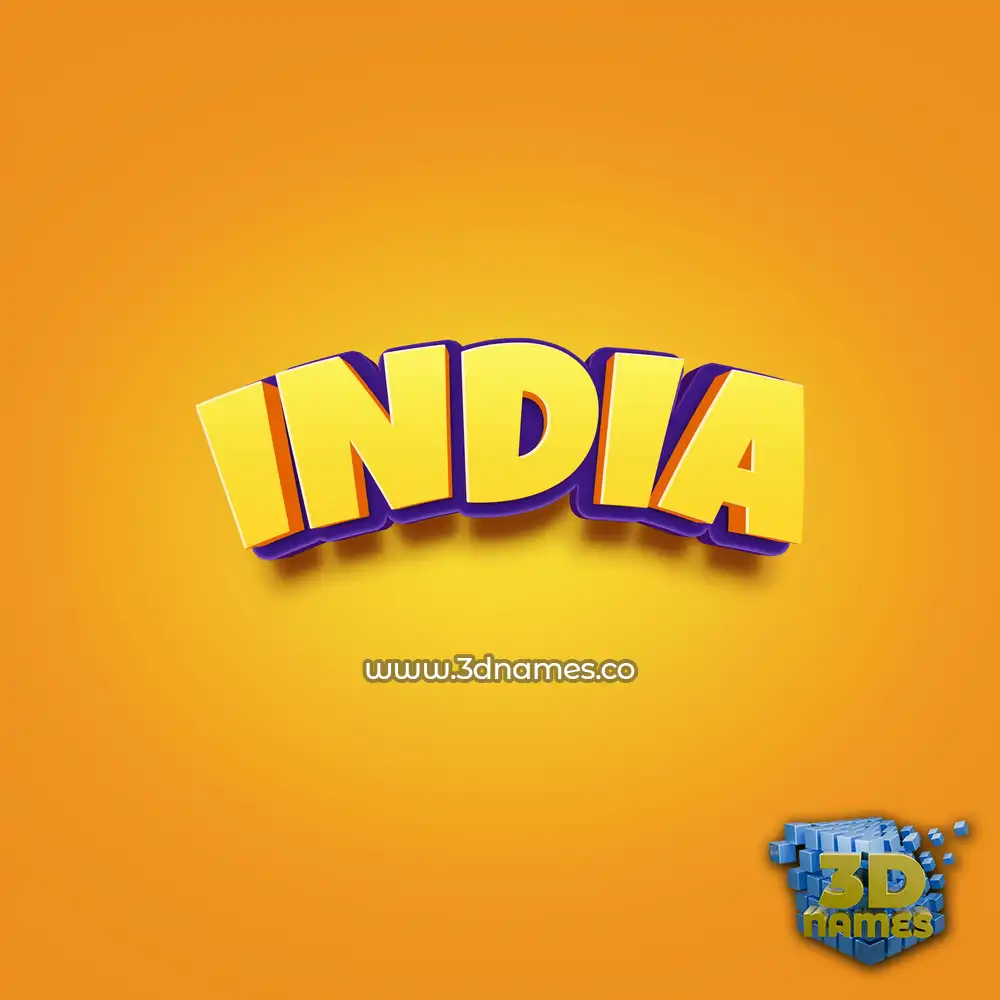 india in Orange Toon style - 3D name wallpaper