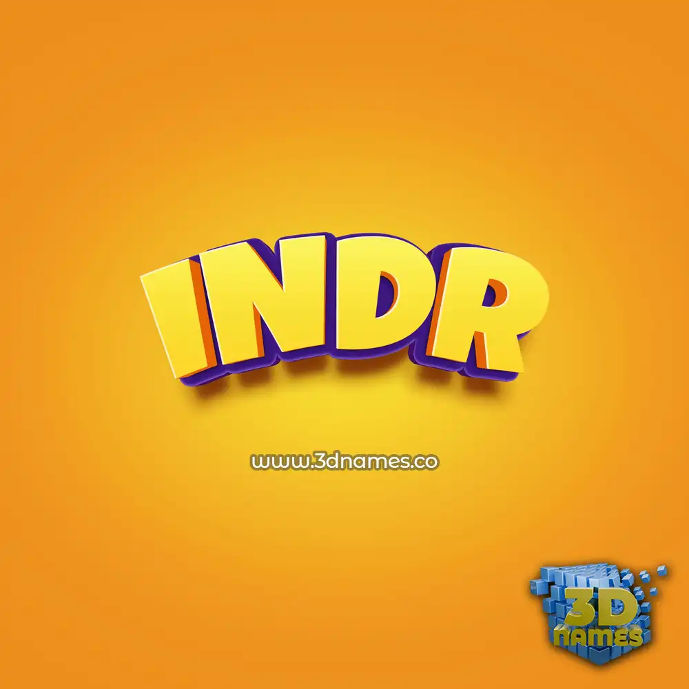 indr in Orange Toon style - 3D name wallpaper