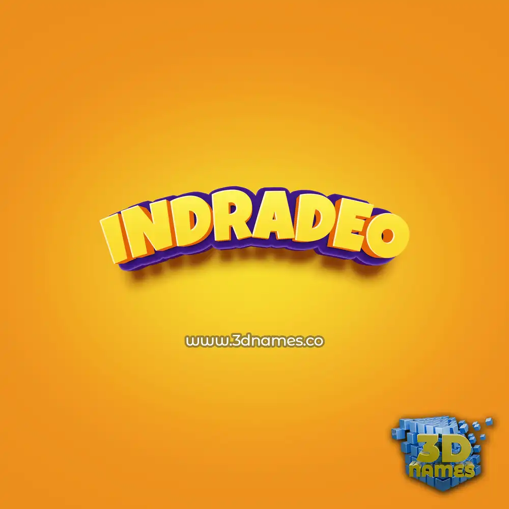 indradeo in Orange Toon style - 3D name wallpaper