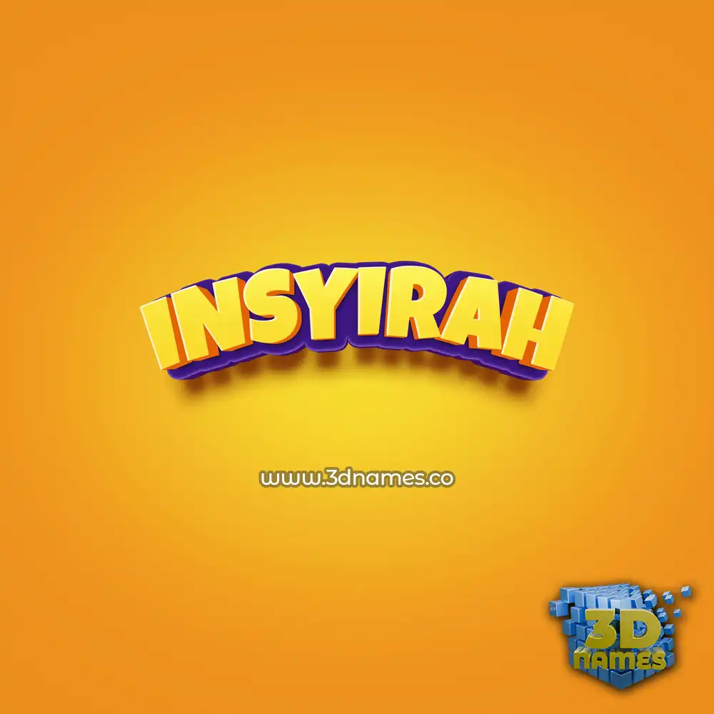 insyirah in Orange Toon style - 3D name wallpaper