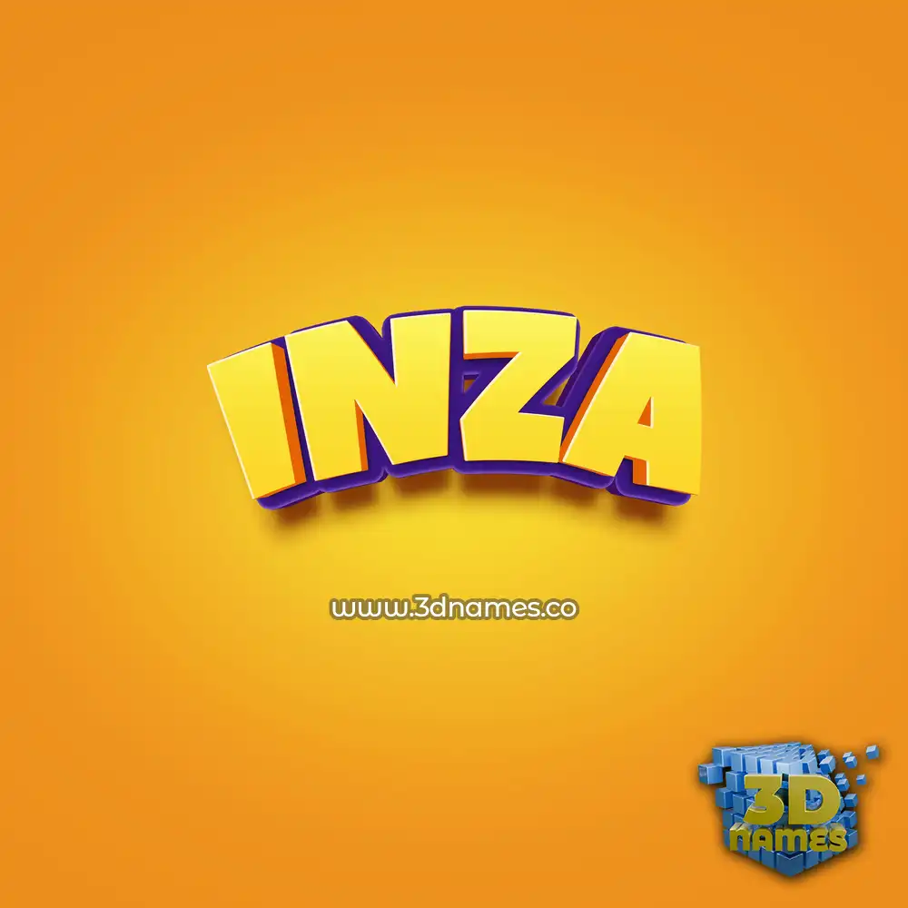 inza in Orange Toon style - 3D name wallpaper