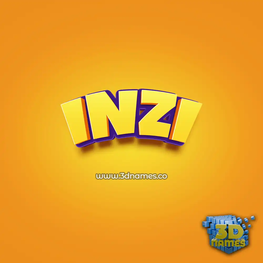 inzi in Orange Toon style - 3D name wallpaper