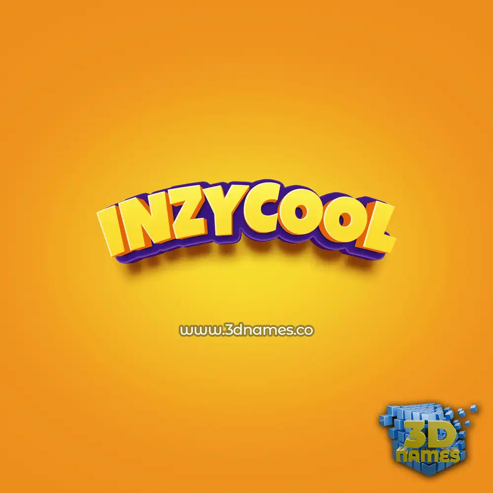 inzycool in Orange Toon style - 3D name wallpaper