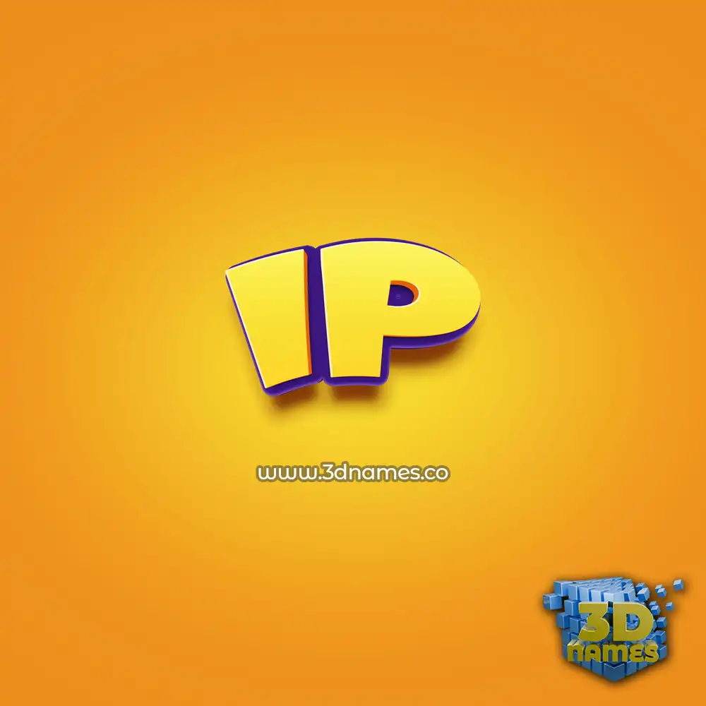ip in Orange Toon style - 3D name wallpaper