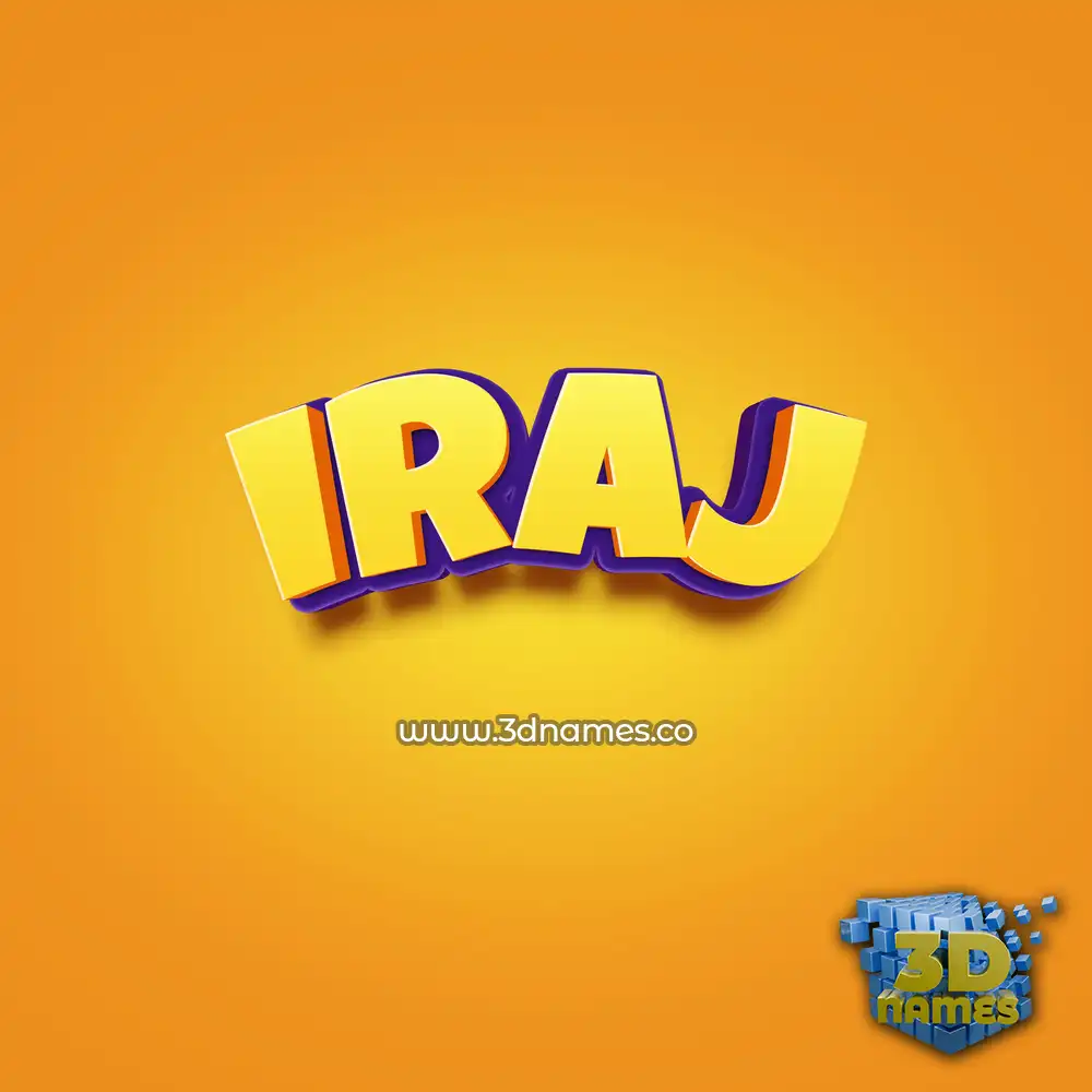 iraj in Orange Toon style - 3D name wallpaper