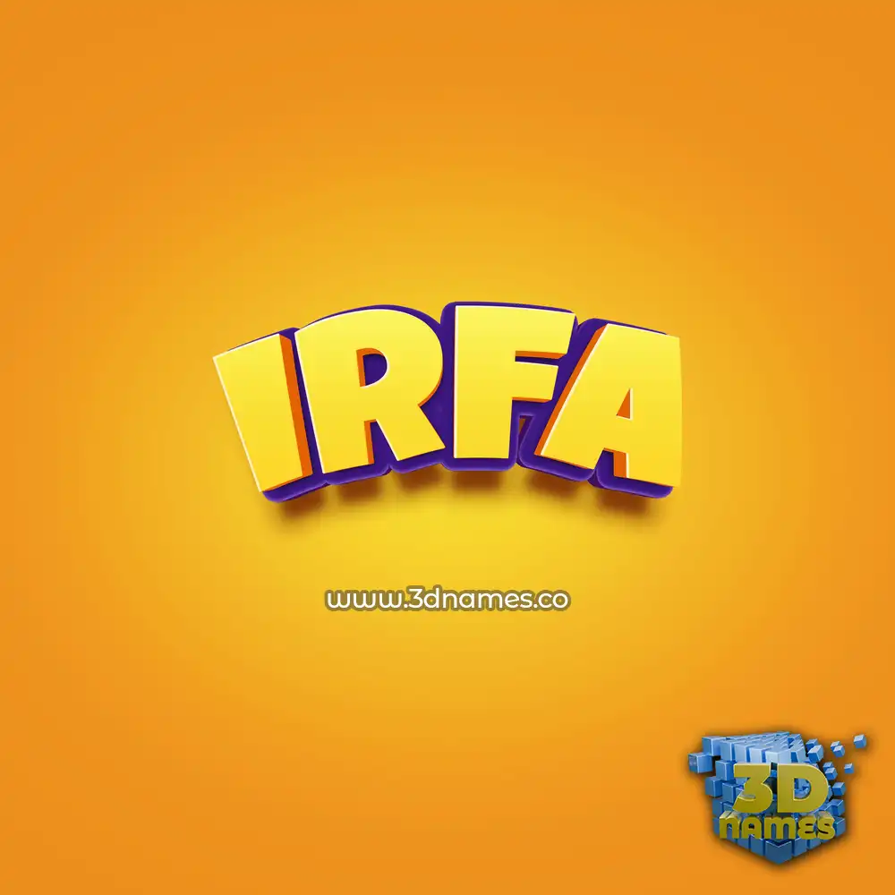 irfa in Orange Toon style - 3D name wallpaper