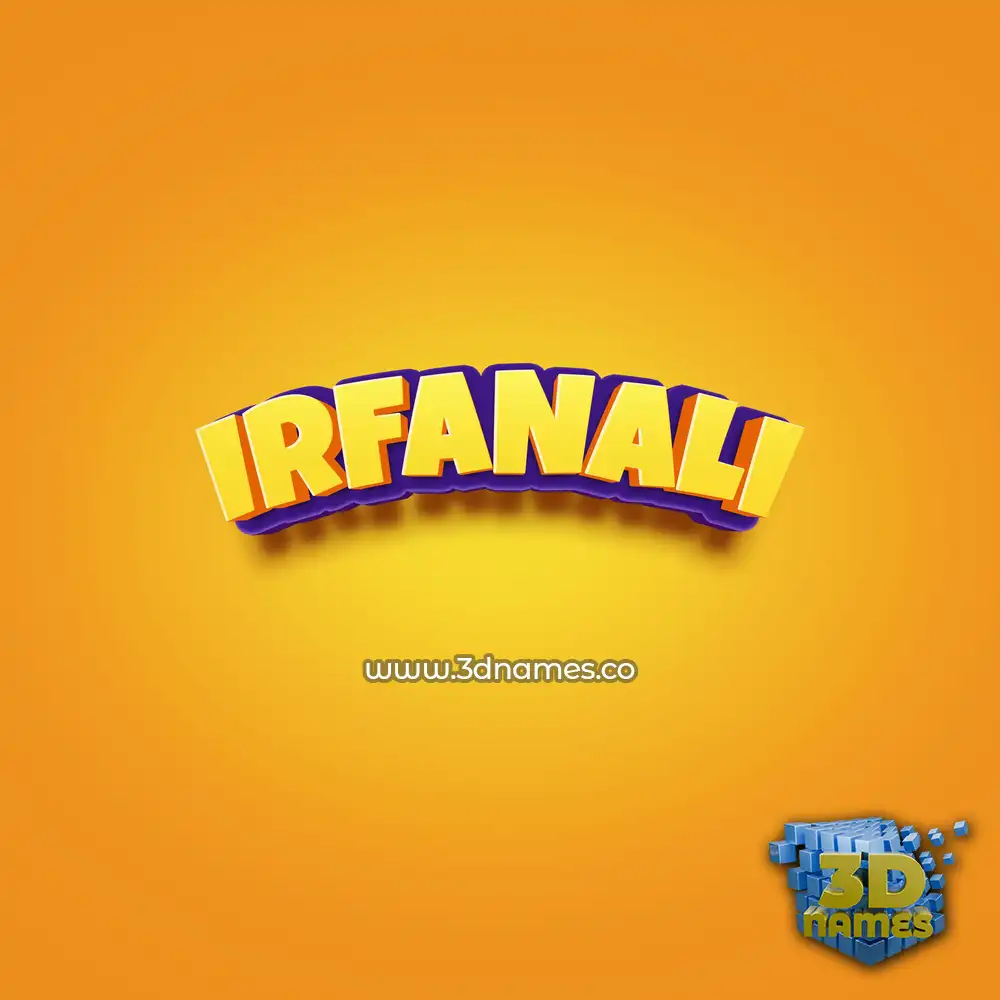 irfanali in Orange Toon style - 3D name wallpaper
