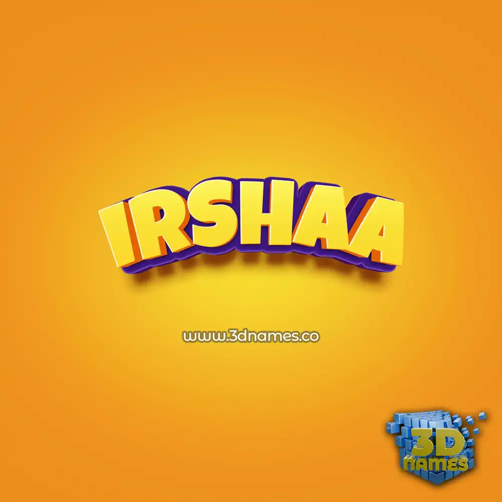 irshaa in Orange Toon style - 3D name wallpaper