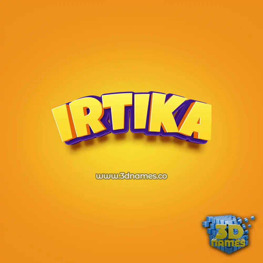 irtika in Orange Toon style - 3D name wallpaper