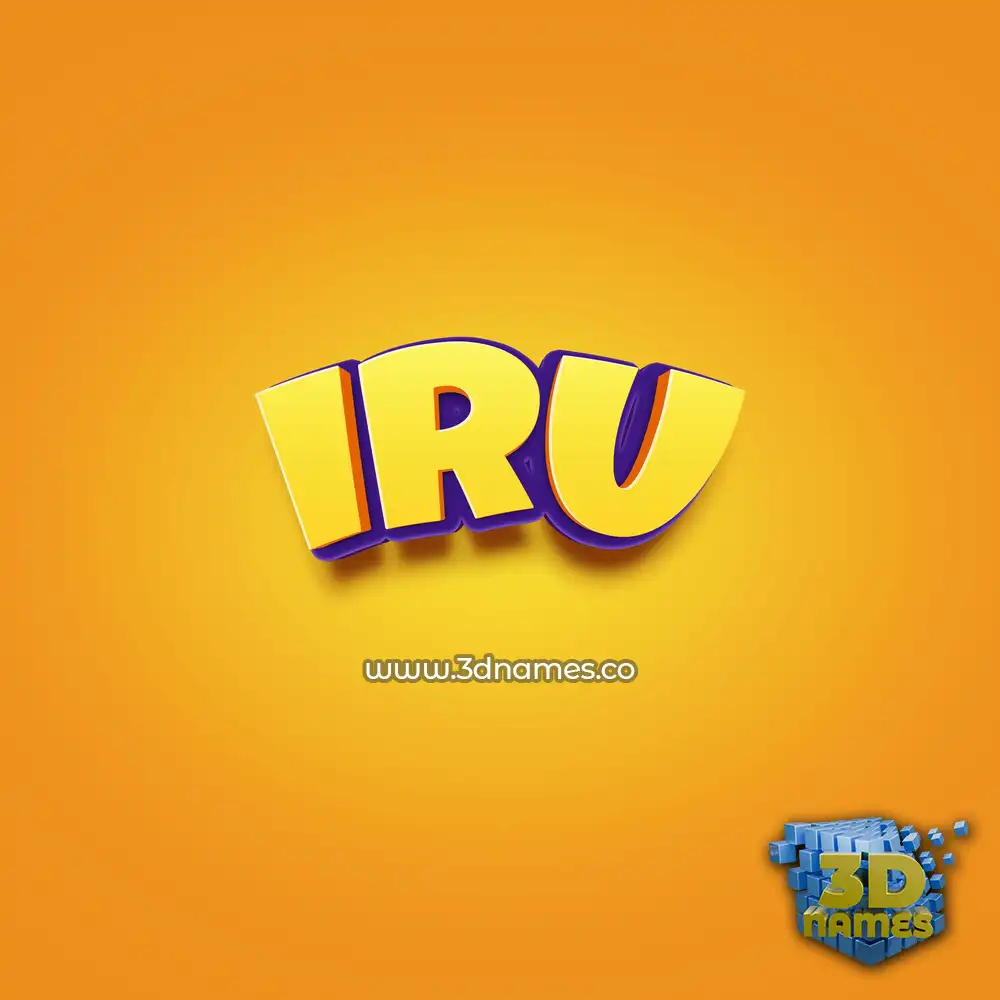 iru in Orange Toon style - 3D name wallpaper