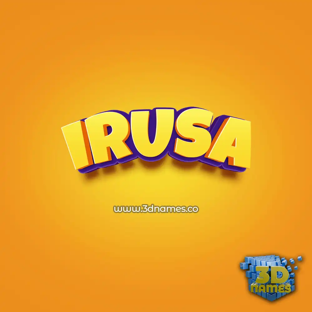 irusa in Orange Toon style - 3D name wallpaper