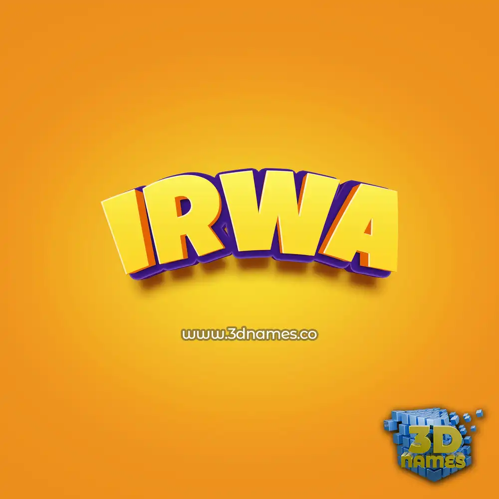 irwa in Orange Toon style - 3D name wallpaper