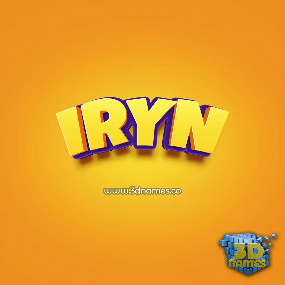 iryn in Orange Toon style - 3D name wallpaper
