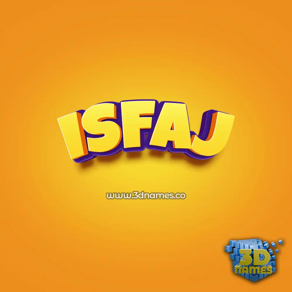 isfaj in Orange Toon style - 3D name wallpaper