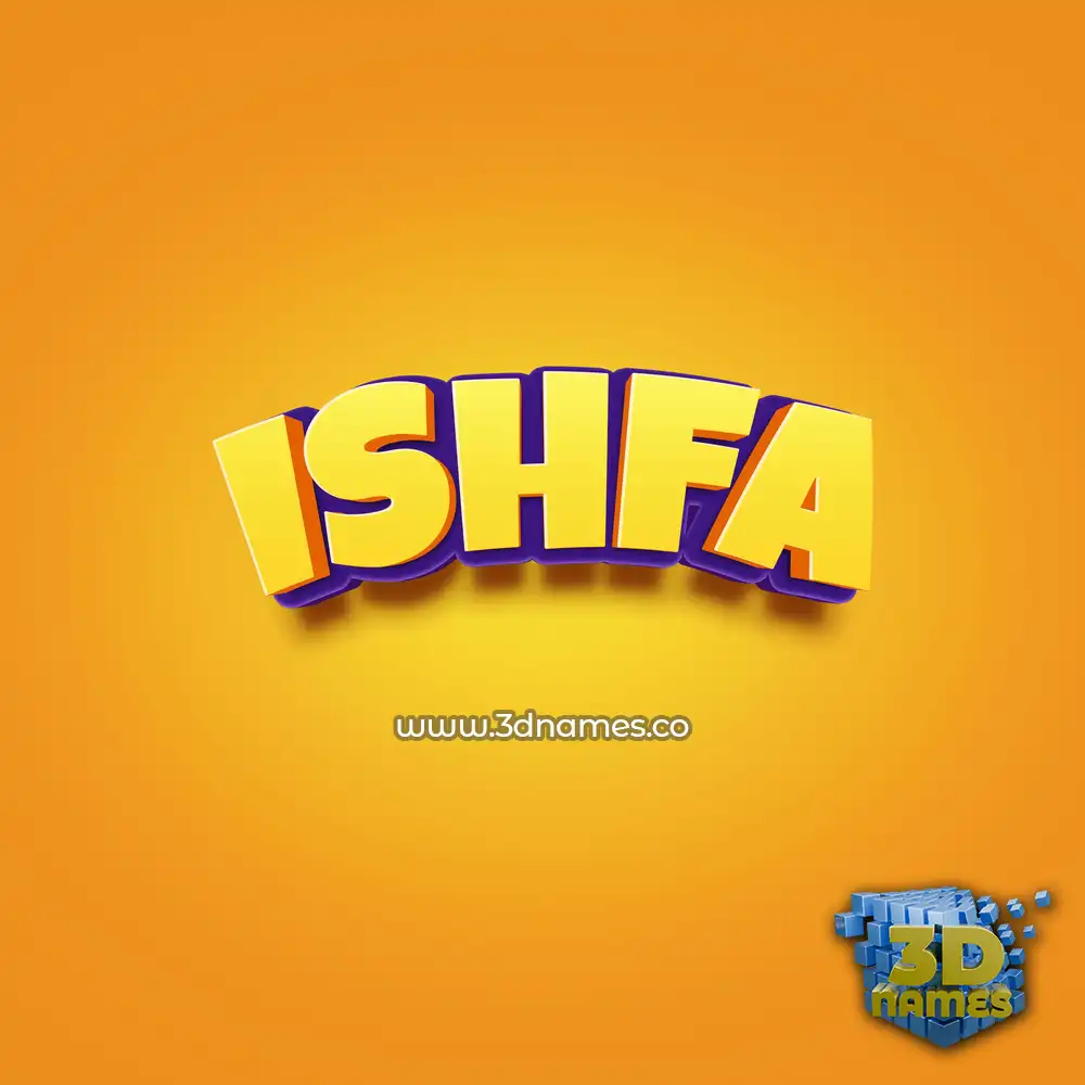 ishfa in Orange Toon style - 3D name wallpaper