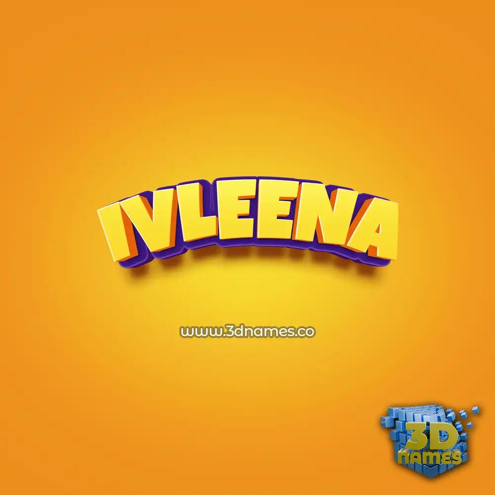 ivleena in Orange Toon style - 3D name wallpaper