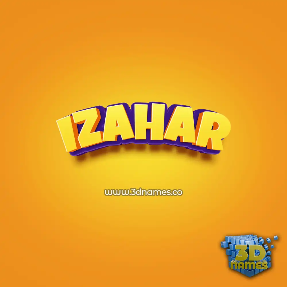 izahar in Orange Toon style - 3D name wallpaper