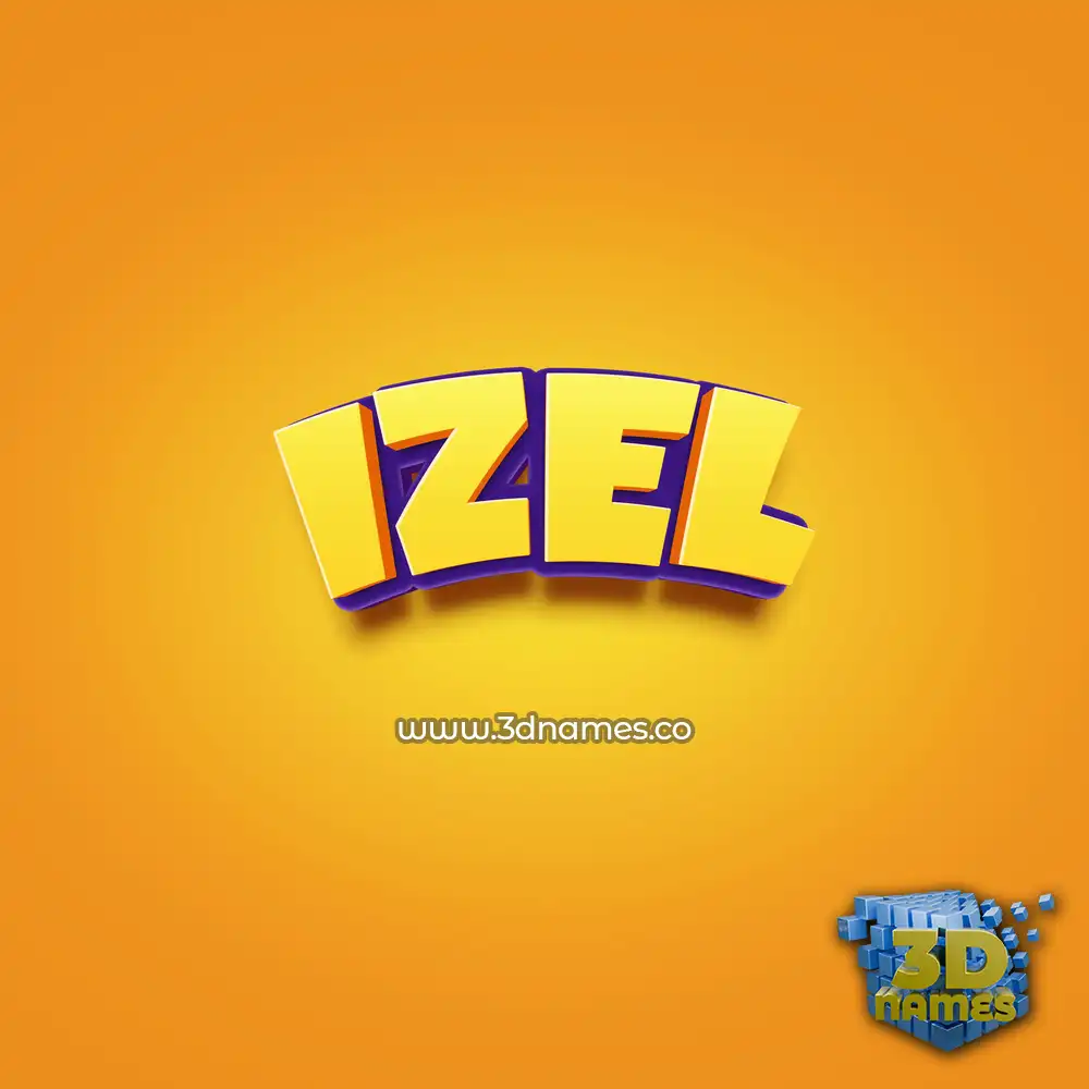 izel in Orange Toon style - 3D name wallpaper