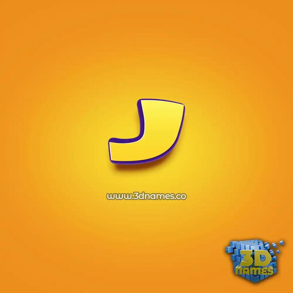 j in Orange Toon style - 3D name wallpaper