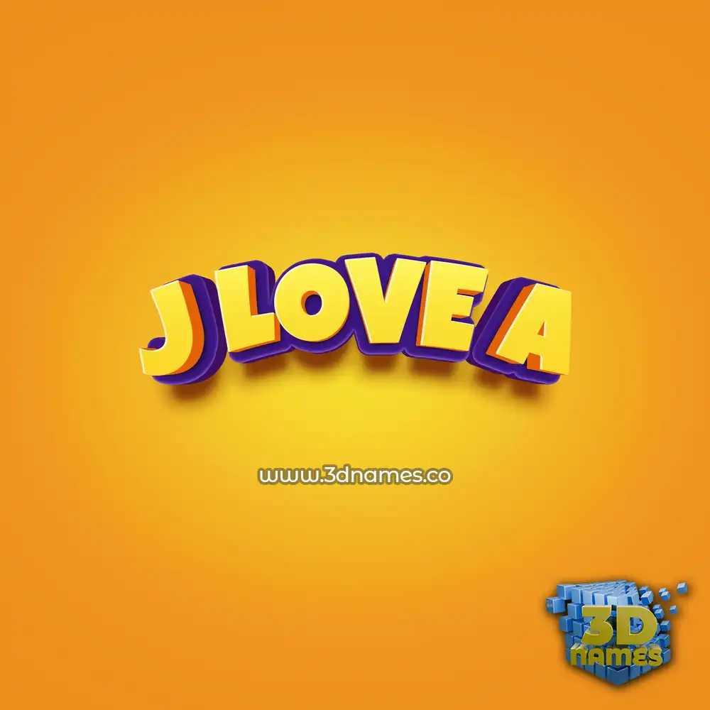 j love a in Orange Toon style - 3D name wallpaper