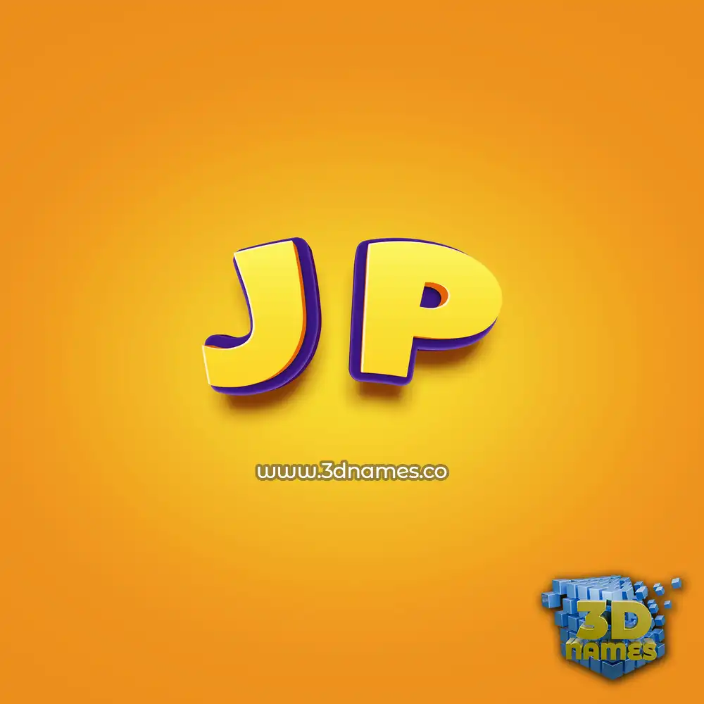 j p in Orange Toon style - 3D name wallpaper