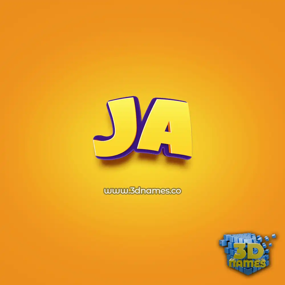 ja in Orange Toon style - 3D name wallpaper