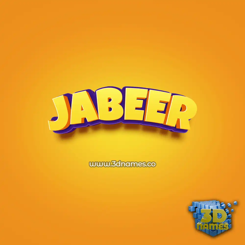 jabeer in Orange Toon style - 3D name wallpaper