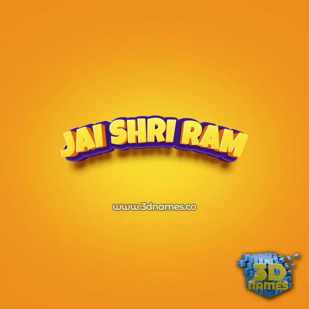 jai shri ram in Orange Toon style - 3D name wallpaper