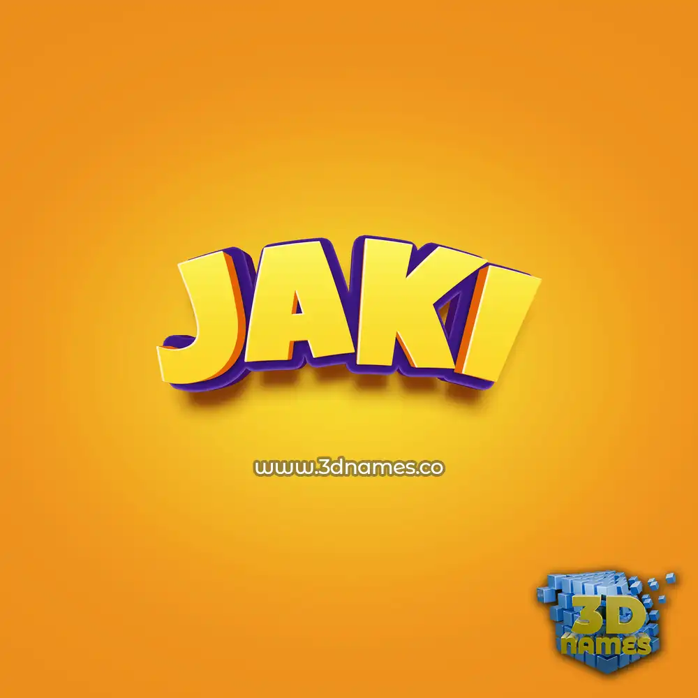 jaki in Orange Toon style - 3D name wallpaper