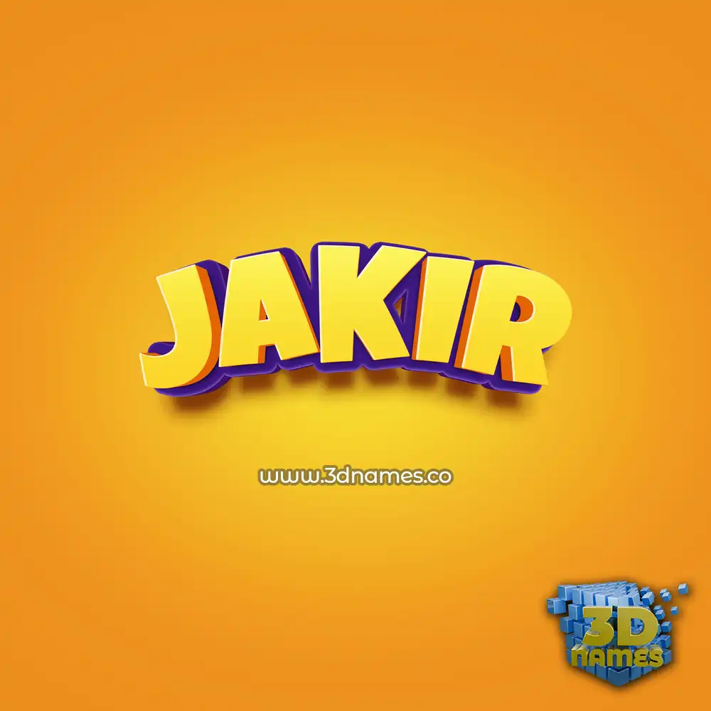 jakir in Orange Toon style - 3D name wallpaper