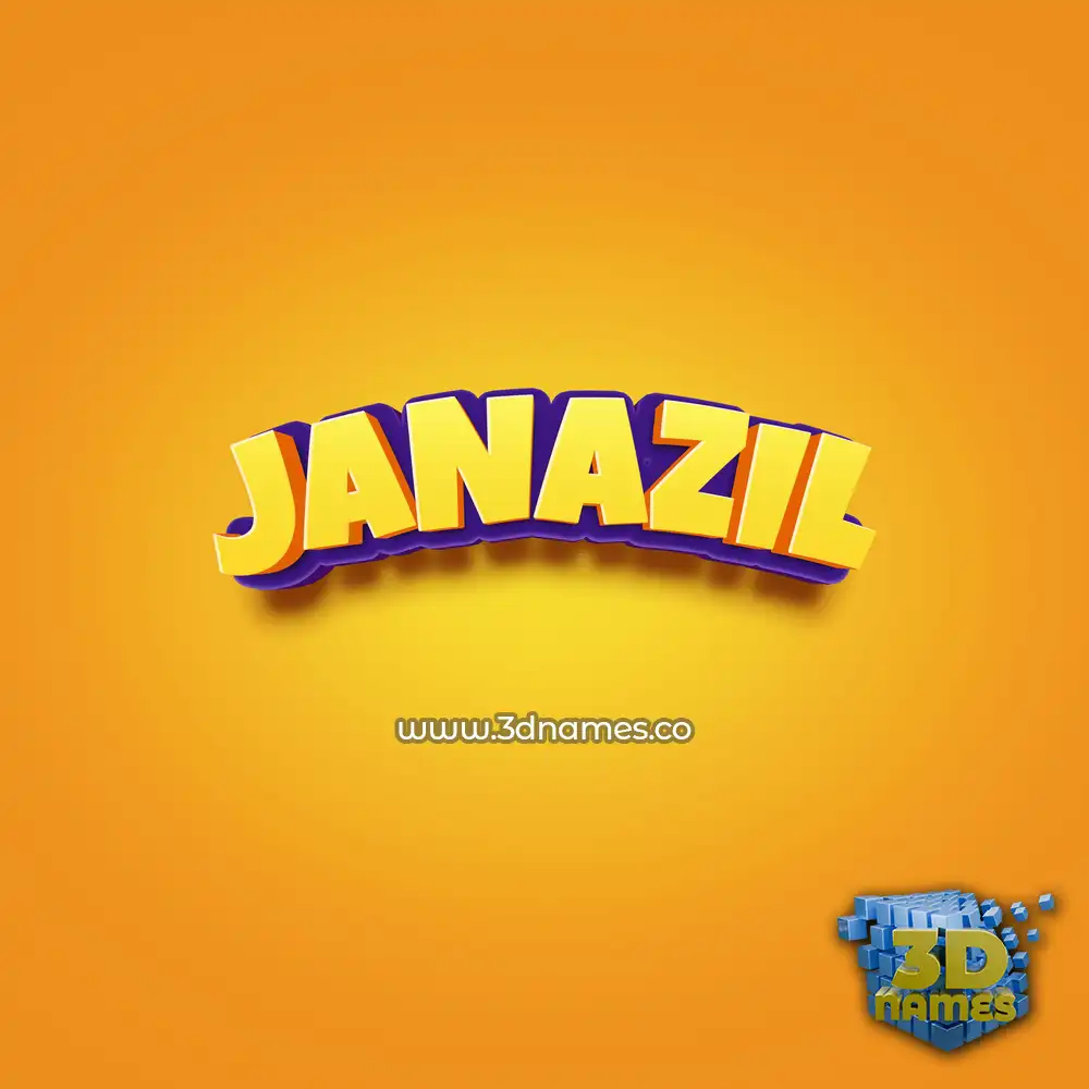 janazil in Orange Toon style - 3D name wallpaper
