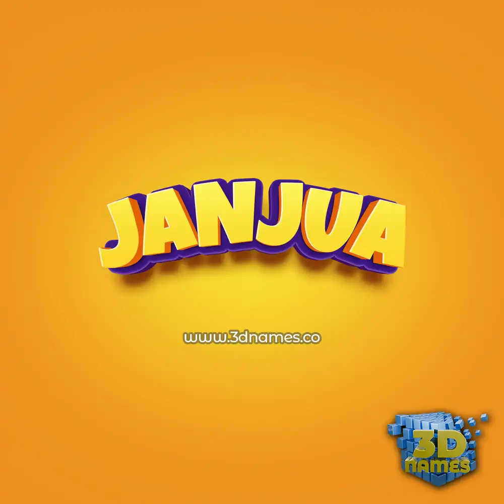 janjua in Orange Toon style - 3D name wallpaper