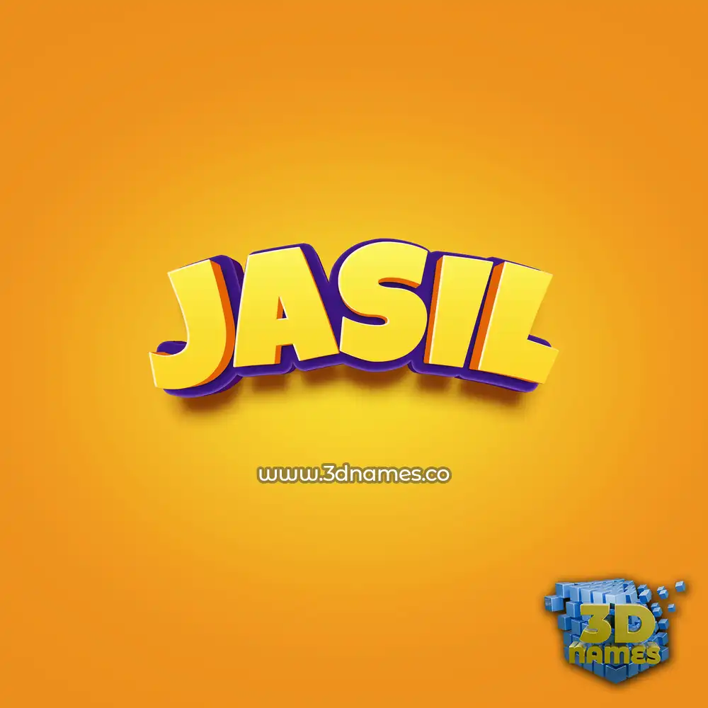 jasil in Orange Toon style - 3D name wallpaper