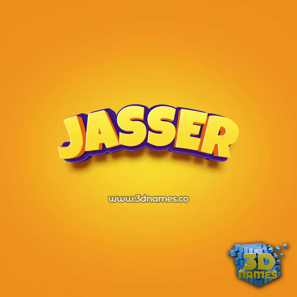 jasser in Orange Toon style - 3D name wallpaper