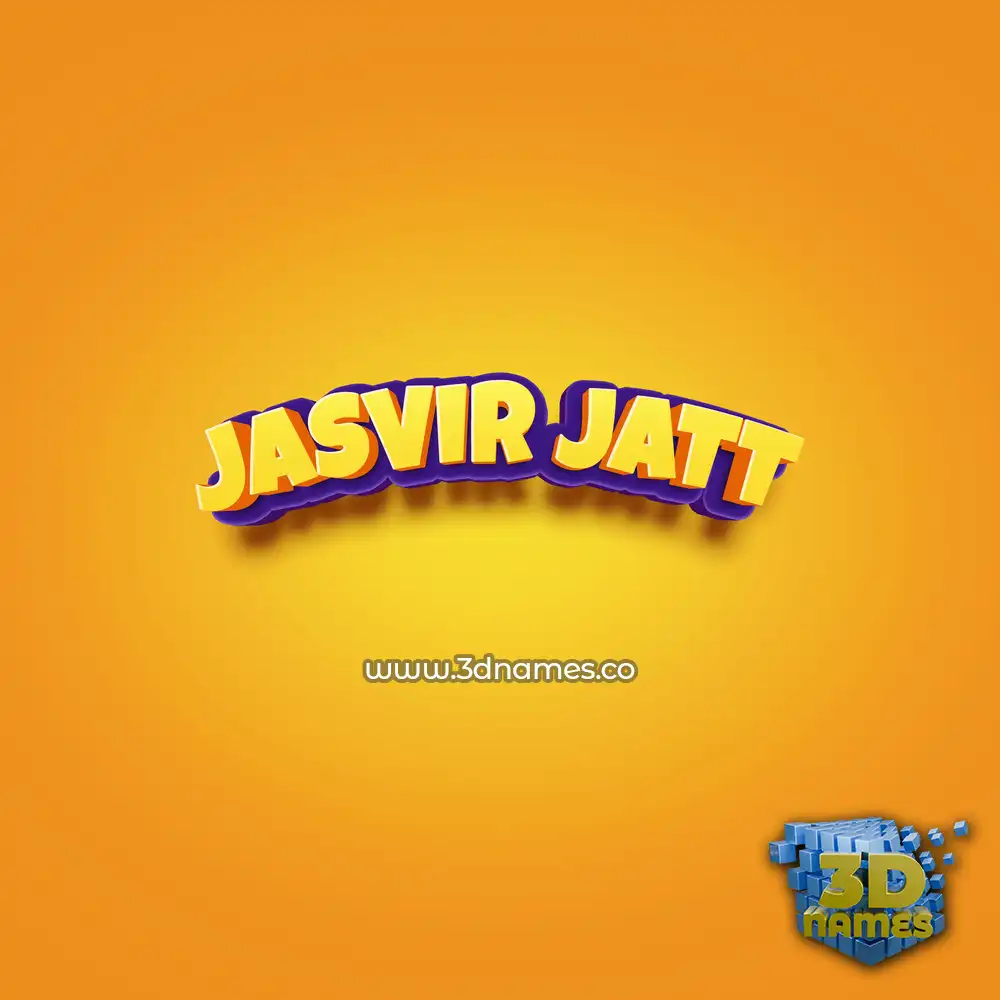 jasvir jatt in Orange Toon style - 3D name wallpaper