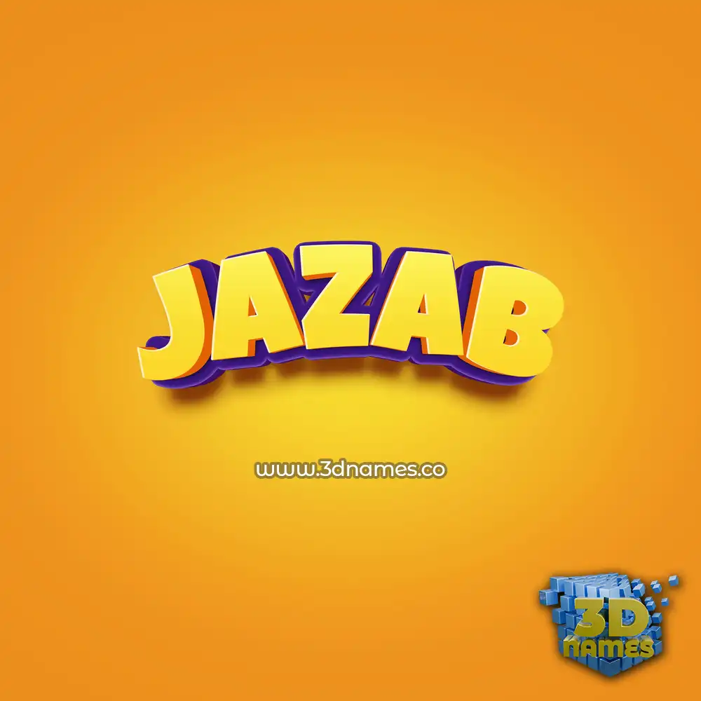jazab in Orange Toon style - 3D name wallpaper