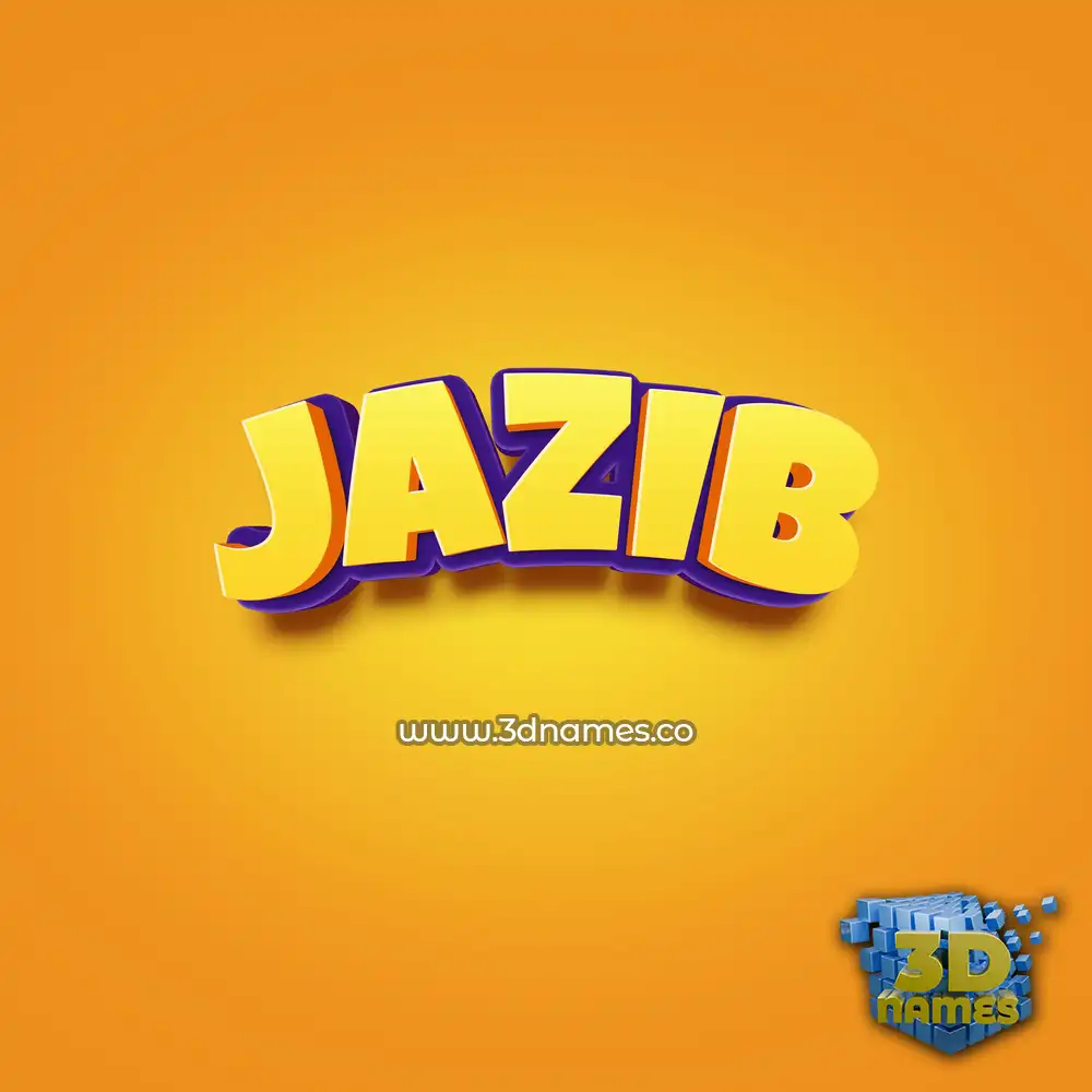 jazib in Orange Toon style - 3D name wallpaper