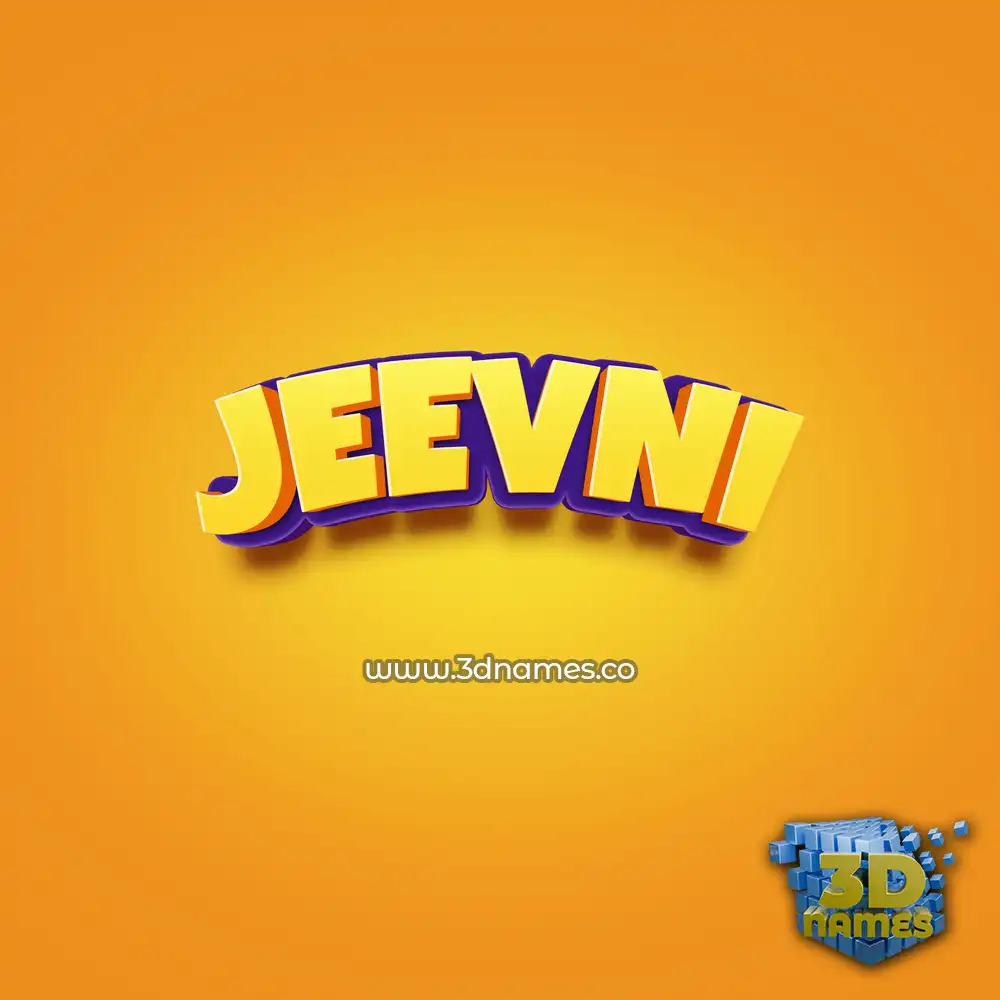 jeevni in Orange Toon style - 3D name wallpaper