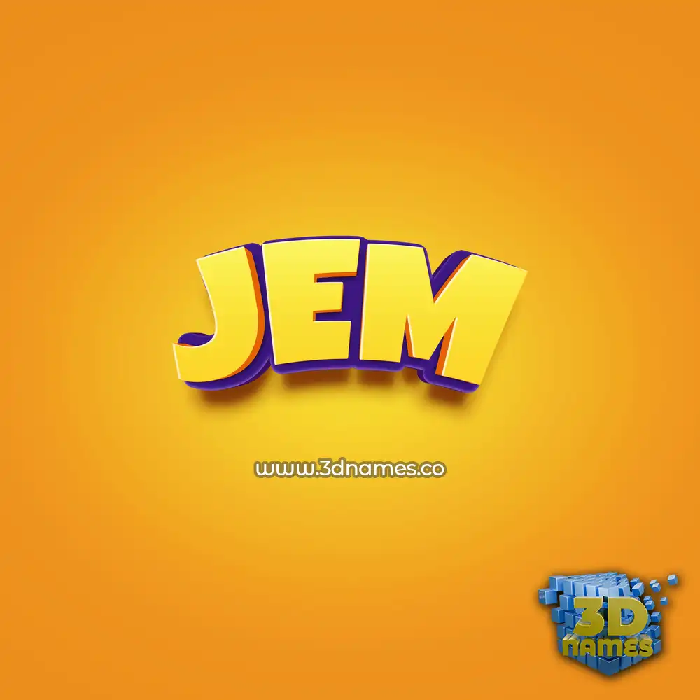 jem in Orange Toon style - 3D name wallpaper