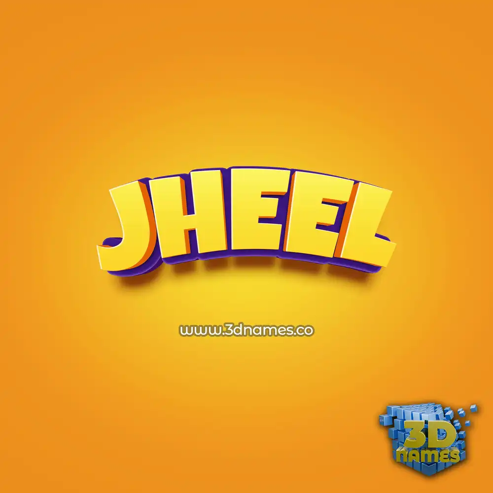 jheel in Orange Toon style - 3D name wallpaper