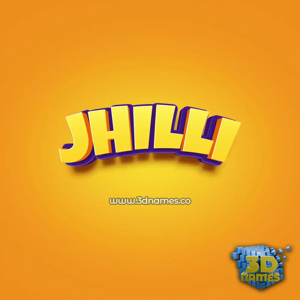 jhilli in Orange Toon style - 3D name wallpaper