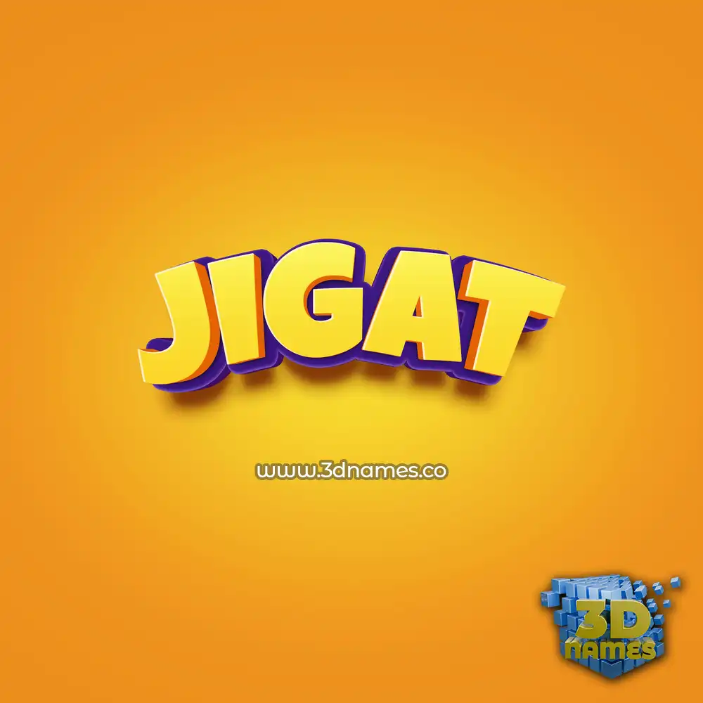 jigat in Orange Toon style - 3D name wallpaper