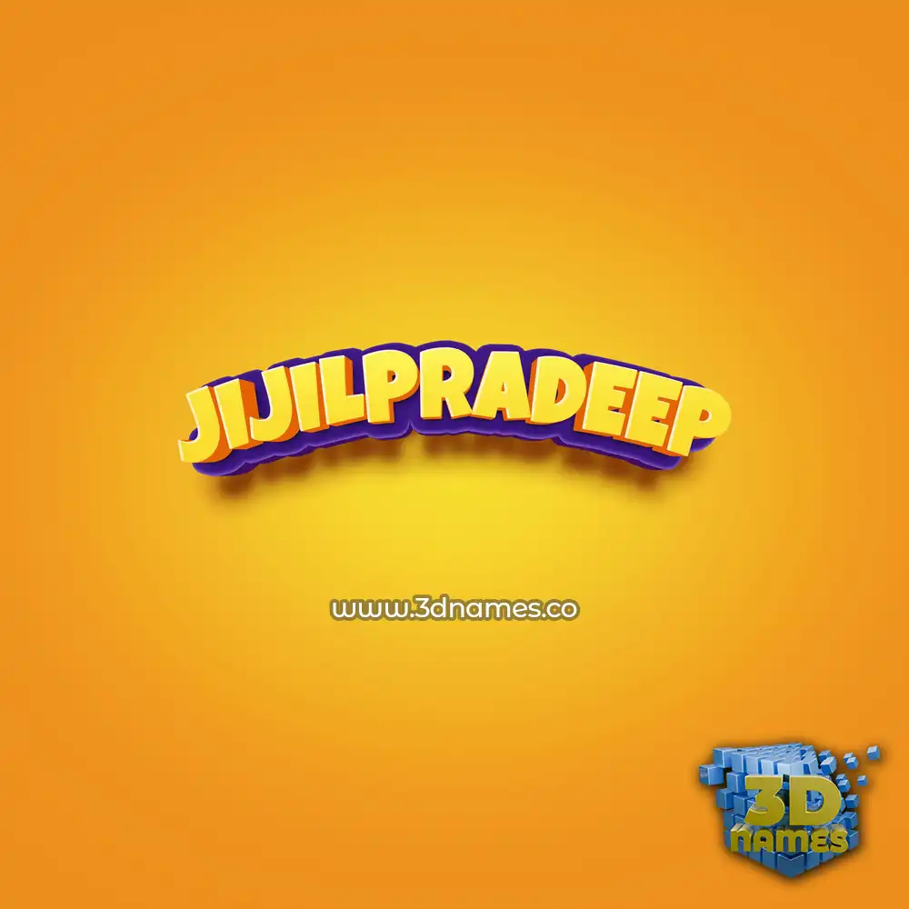 jijilpradeep in Orange Toon style - 3D name wallpaper