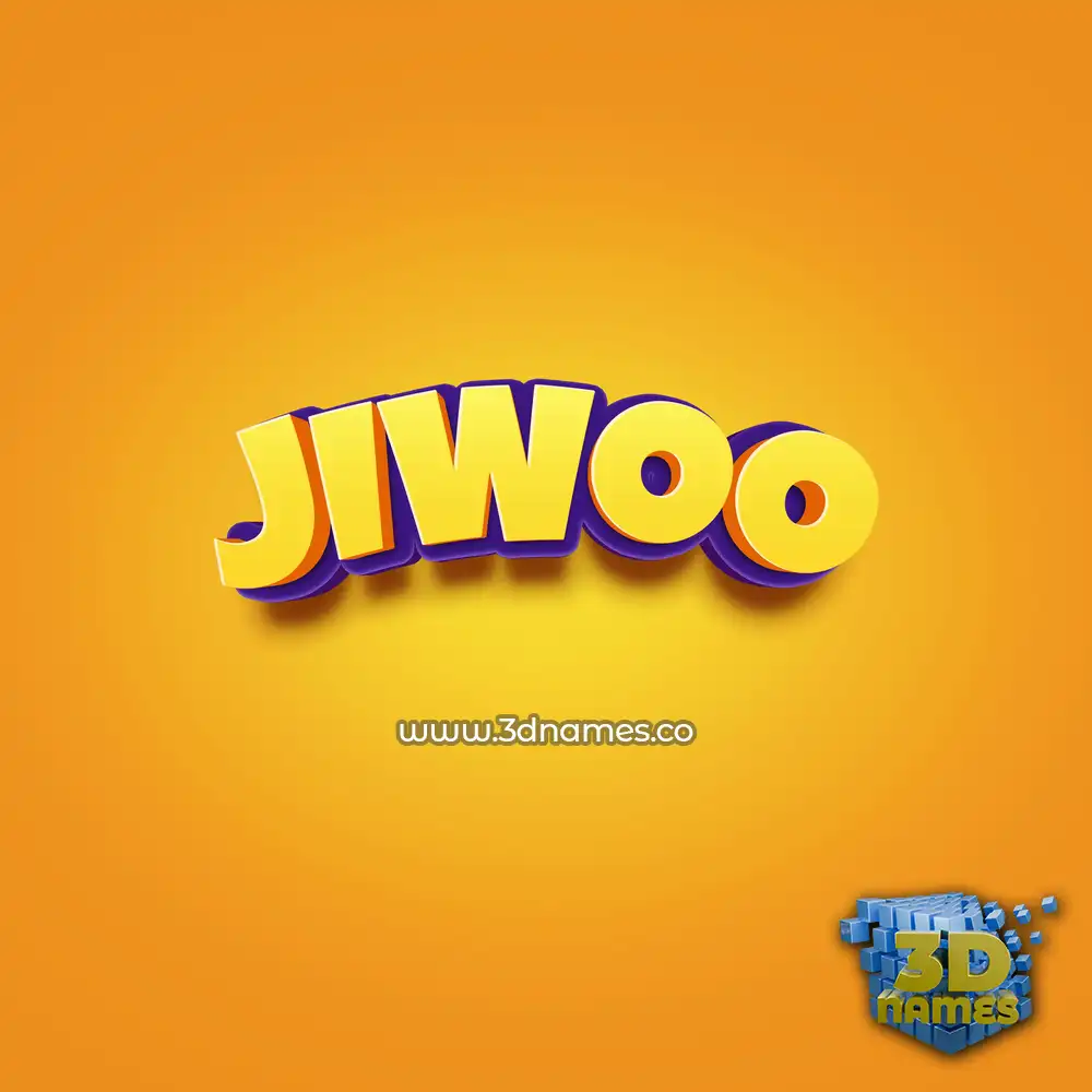 jiwoo in Orange Toon style - 3D name wallpaper