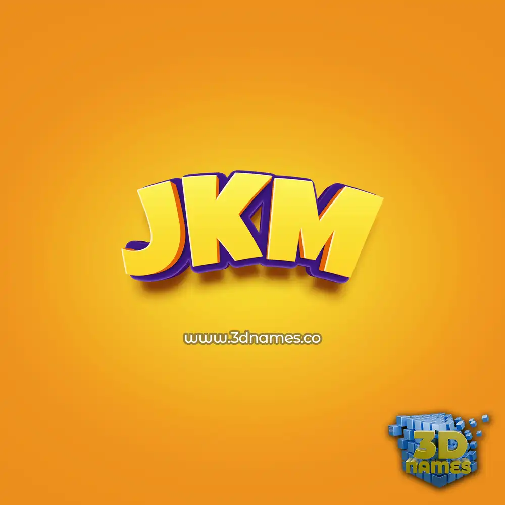 jkm in Orange Toon style - 3D name wallpaper