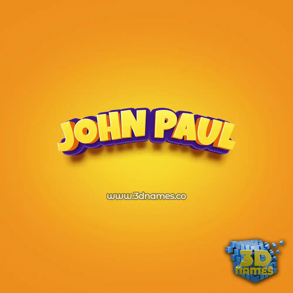 john paul in Orange Toon style - 3D name wallpaper