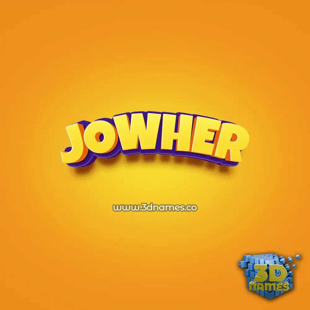 jowher in Orange Toon style - 3D name wallpaper