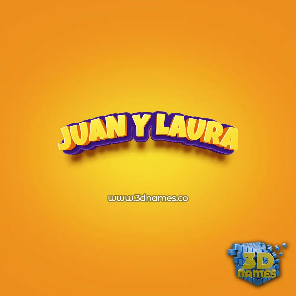 juan y laura in Orange Toon style - 3D name wallpaper