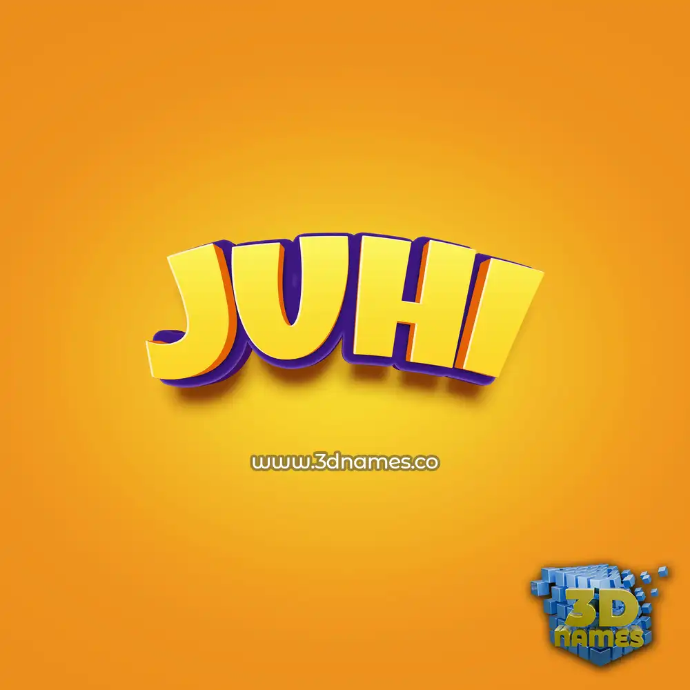 juhi in Orange Toon style - 3D name wallpaper