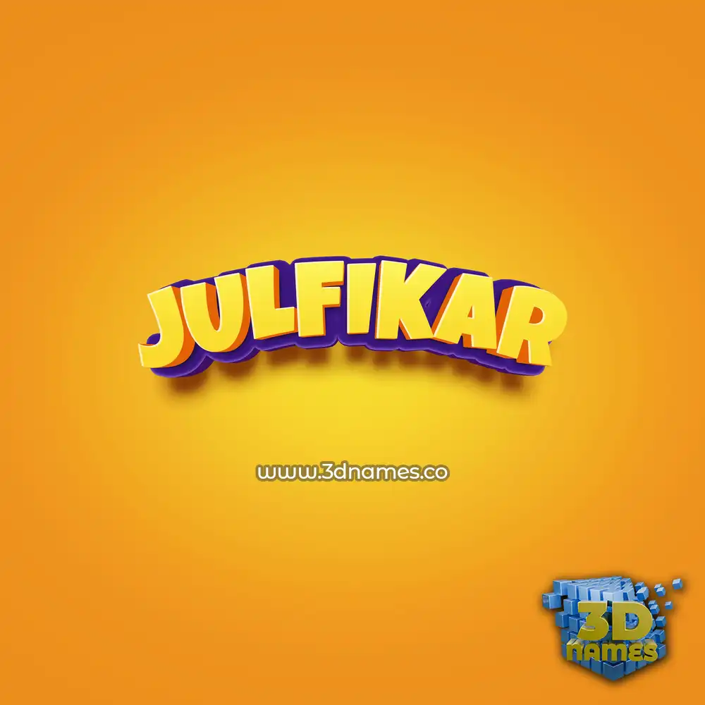 julfikar in Orange Toon style - 3D name wallpaper